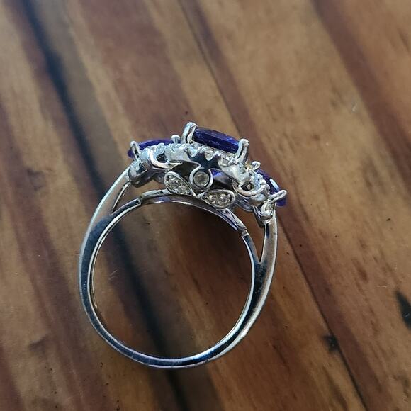 Amethyst & CZ Accents 925 Sterling Silver Ring Gorgeous Sz 5.75 Signed DK China - Picture 5 of 9